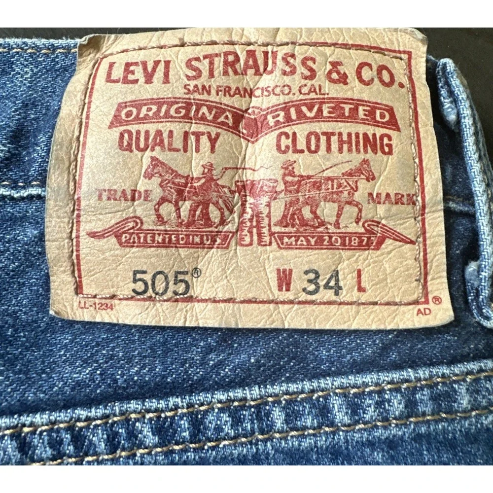 Levi's 505 Denim Shorts Mens W34 Blue Reg Fit Dk Wash Jan 2010 Made in Lesotho